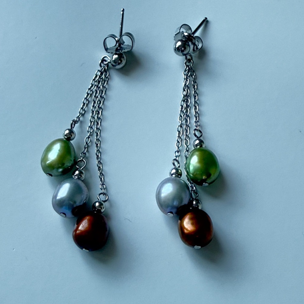 Honora Freshwater Cultured Pearl Sterling Silver 925 Multicolor Drop Earrings